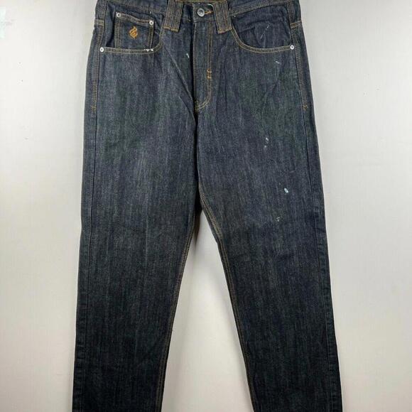 VTG Rocawear Jeans Mens 34 Dark Baggy Y2K Wide Leg Skate Denim Grunge Hip Hop - Picture 2 of 9